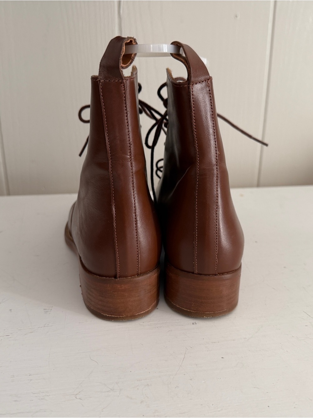 Bobbie’s Paris Brown Leather Lace-Up Ankle Boots for Women Size 38 - Picture 4 of 8